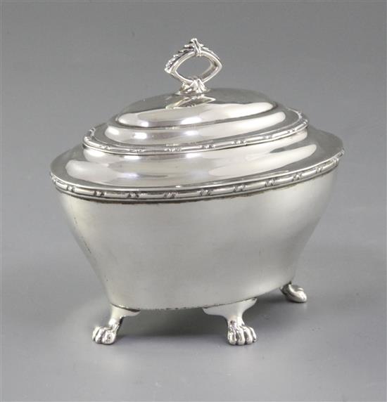 An Edwardian silver tea caddy, Height 4”/100mm width4 ¼”/110mm weight 5.5oz/156g